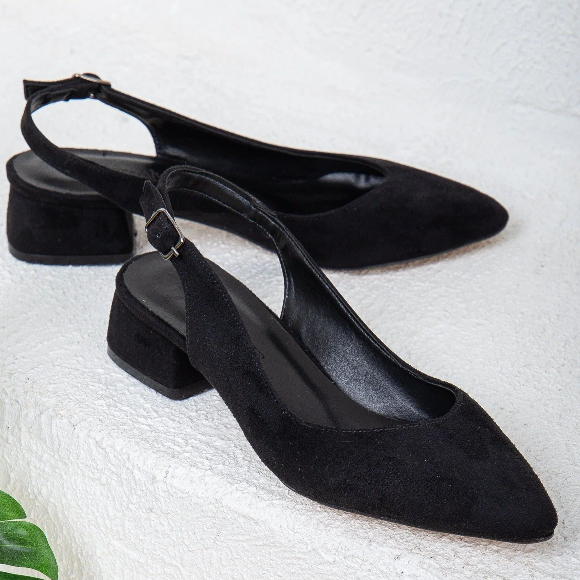 Emma - Black Suede Slingback Shoes - Image 5
