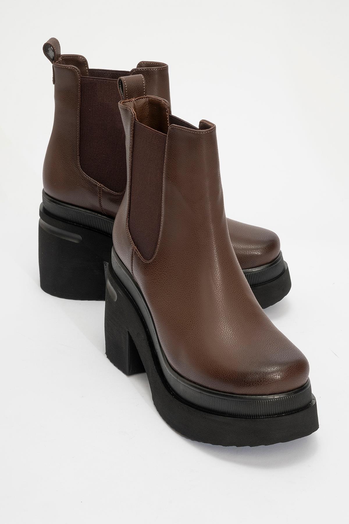 Emma - Brown Platform Heel Boot (Women)