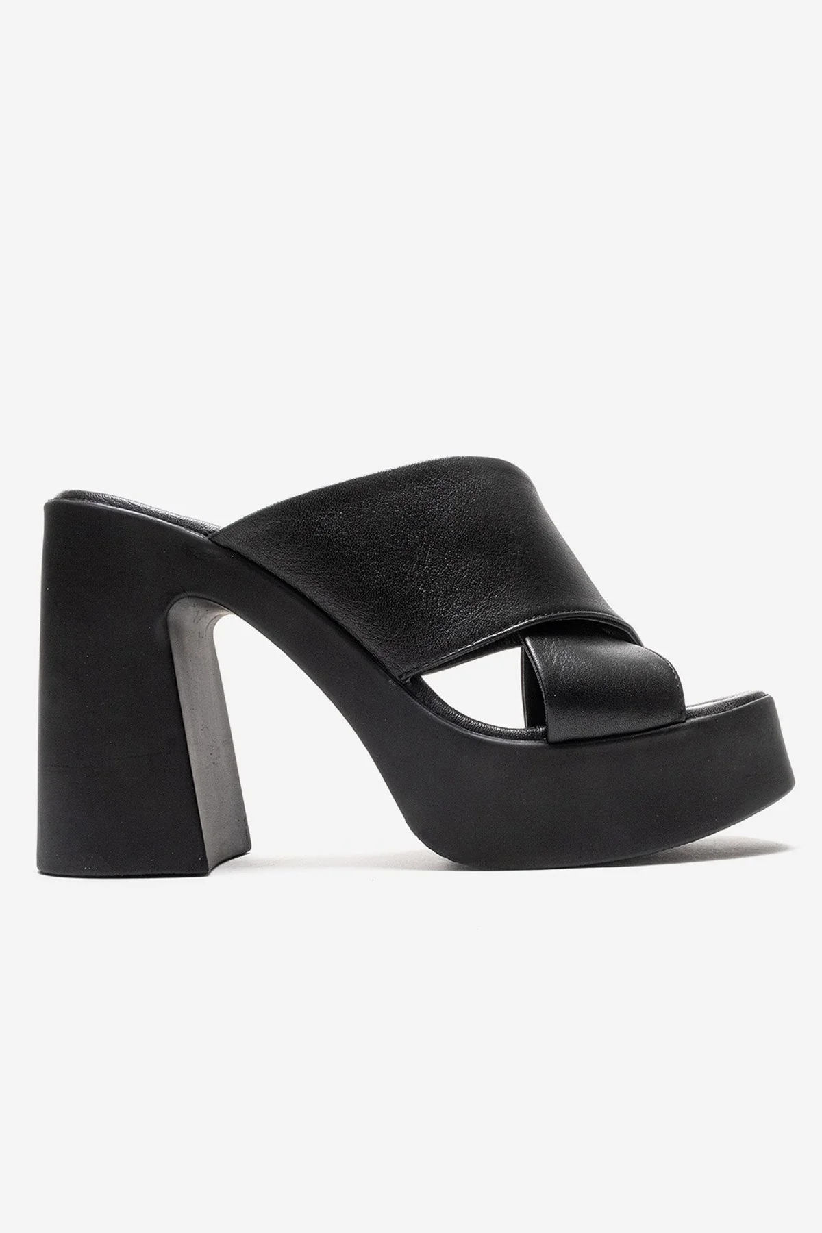 Essenza - Black Genuine Leather Platform Block Heel Mule (Women) - Image 4