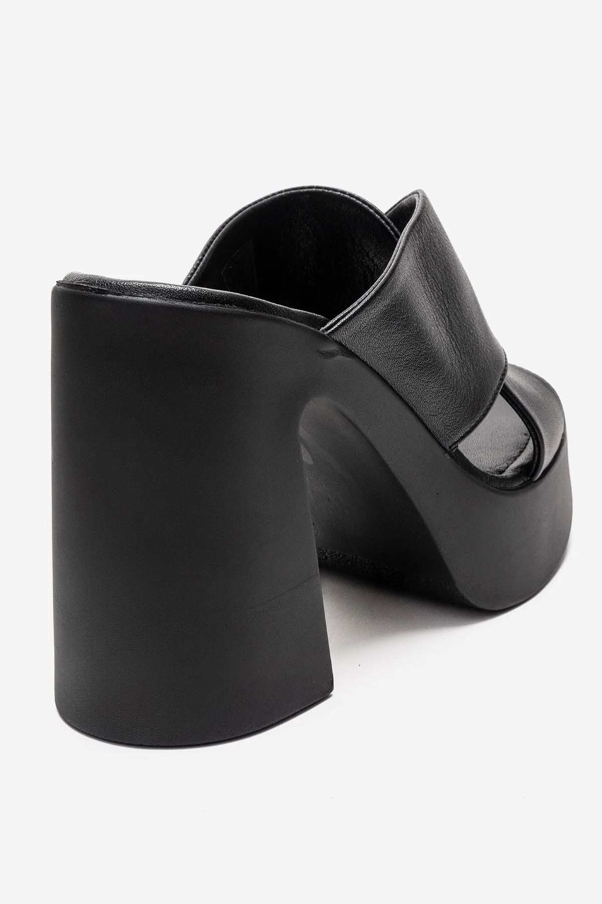 Essenza - Black Genuine Leather Platform Block Heel Mule (Women) - Image 5