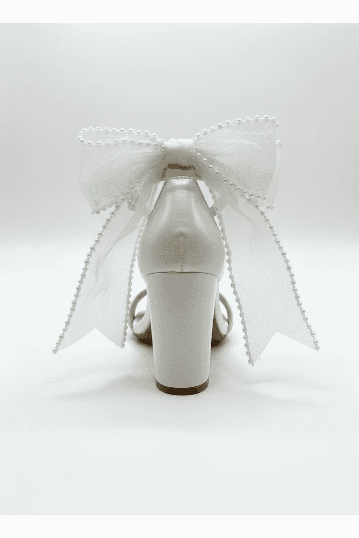 Evarose Open Toe Bow Detail Block Heel Bridal Sandals - Image 3