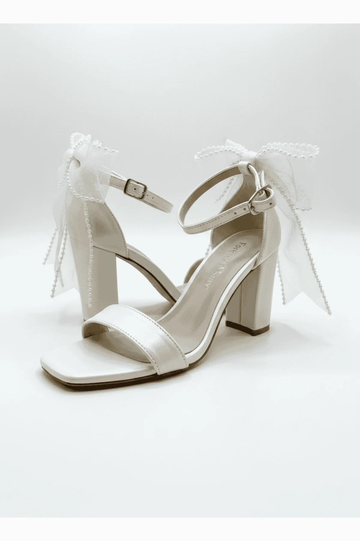Evarose Open Toe Bow Detail Block Heel Bridal Sandals - Image 5