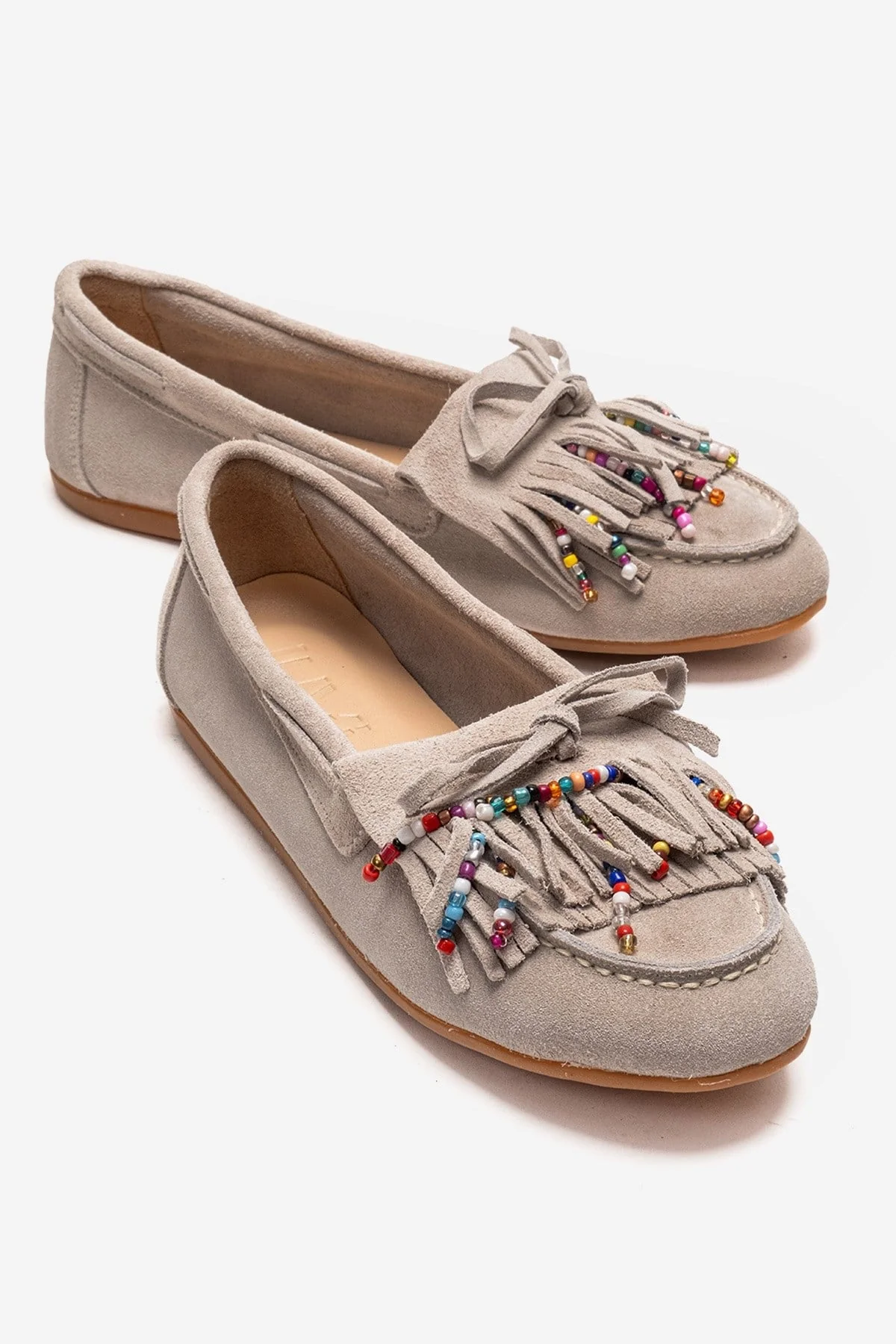EVELYN - Beige Genuine Suede Leather Loafer (Women)