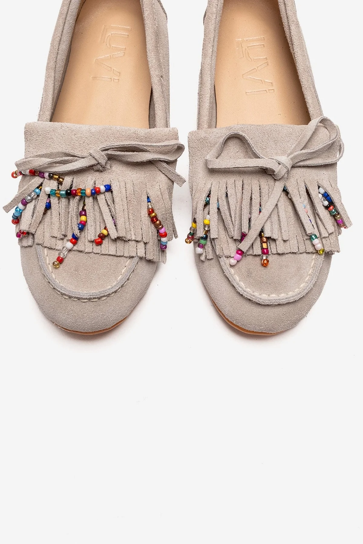 EVELYN - Beige Genuine Suede Leather Loafer (Women) - Image 2