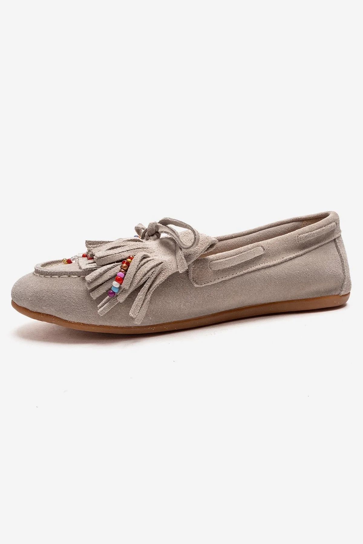 EVELYN - Beige Genuine Suede Leather Loafer (Women) - Image 6