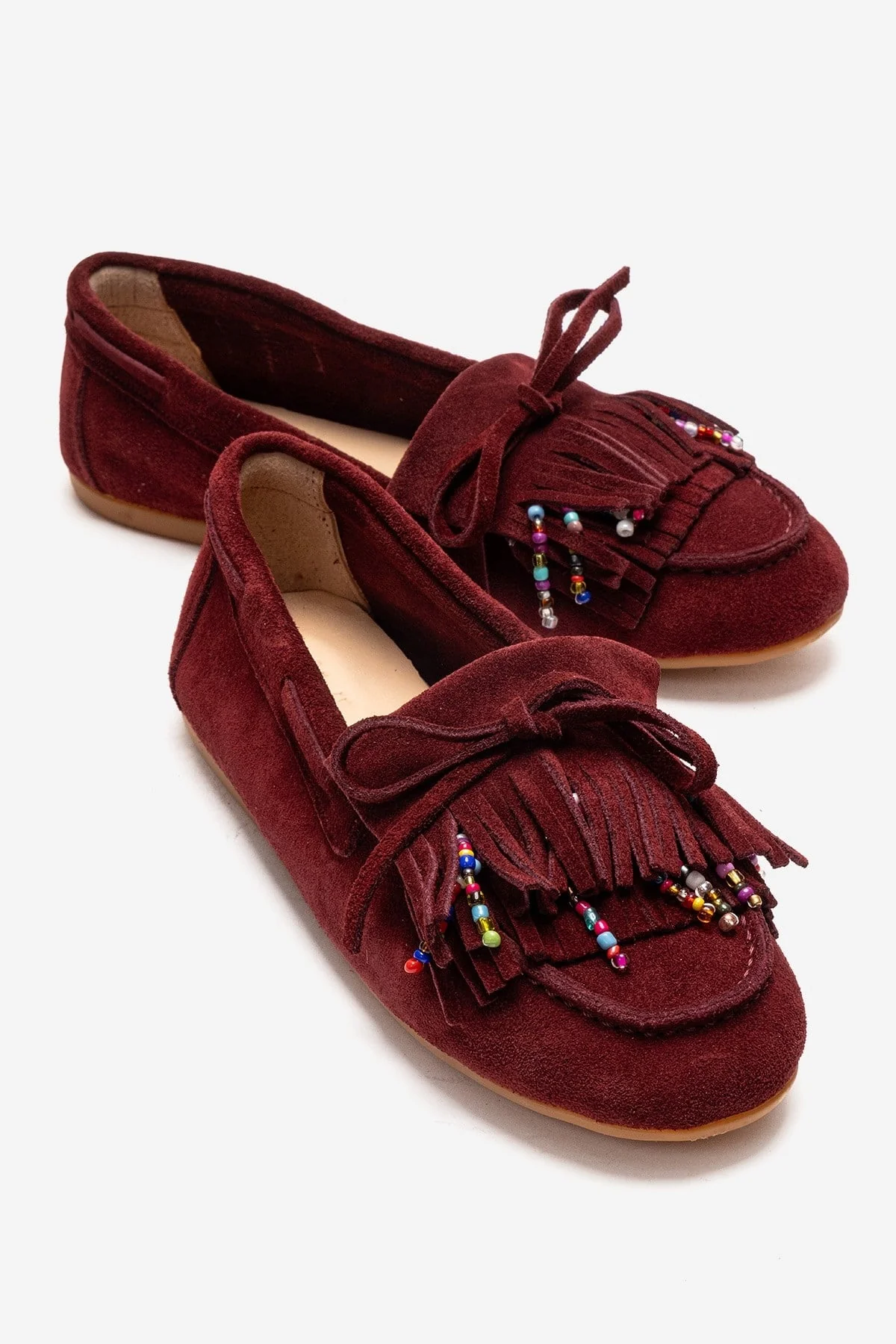 Evelyn - Burgundy Genuine Leather Suede Loafer (Women)