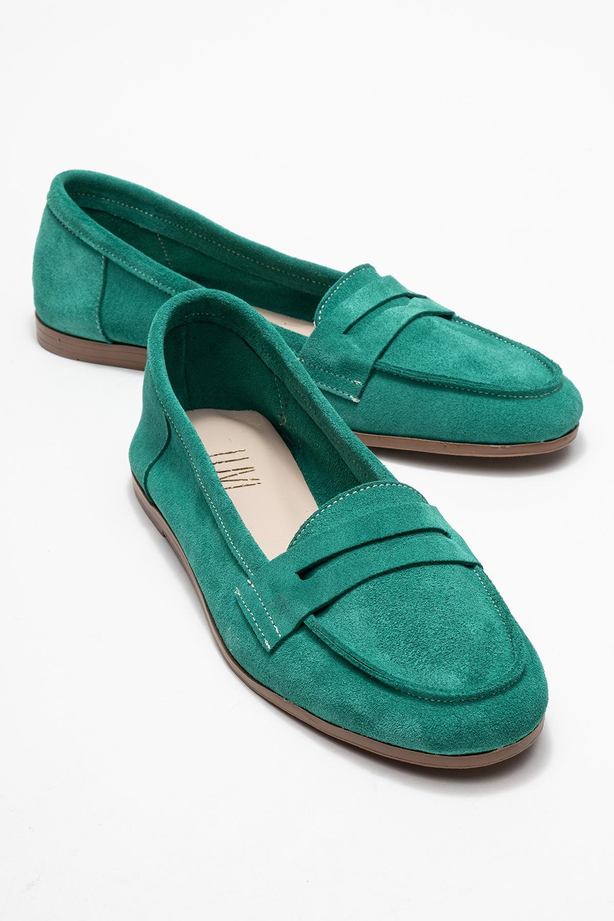 F02 - Emerald Suede Genuine Leather Loafer (Women)