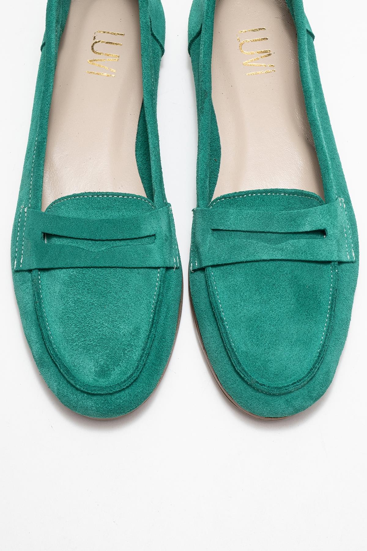 F02 - Emerald Suede Genuine Leather Loafer (Women) - Image 2