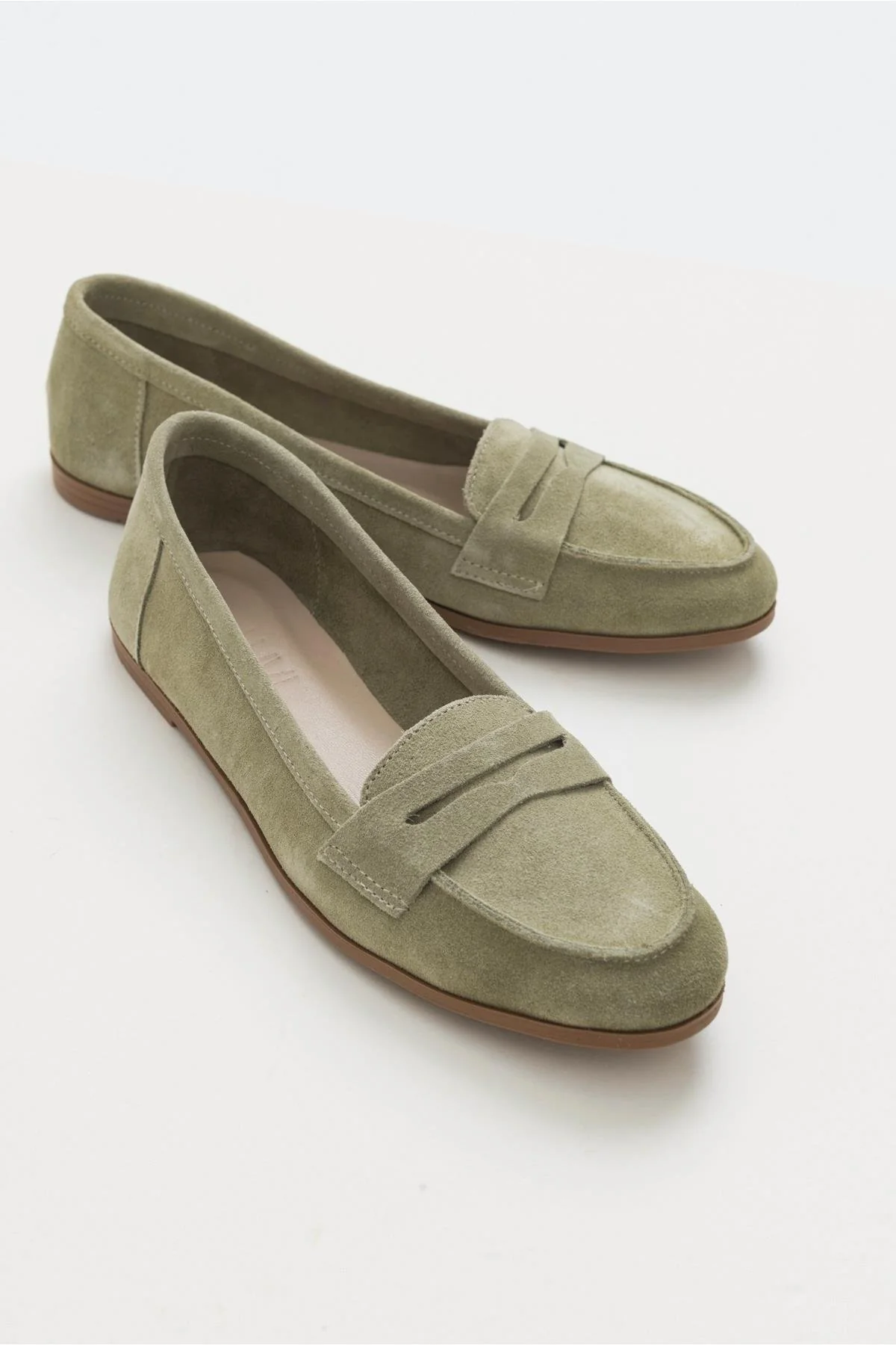 F02 - Light Green Genuine Suede Leather Loafer (Women)