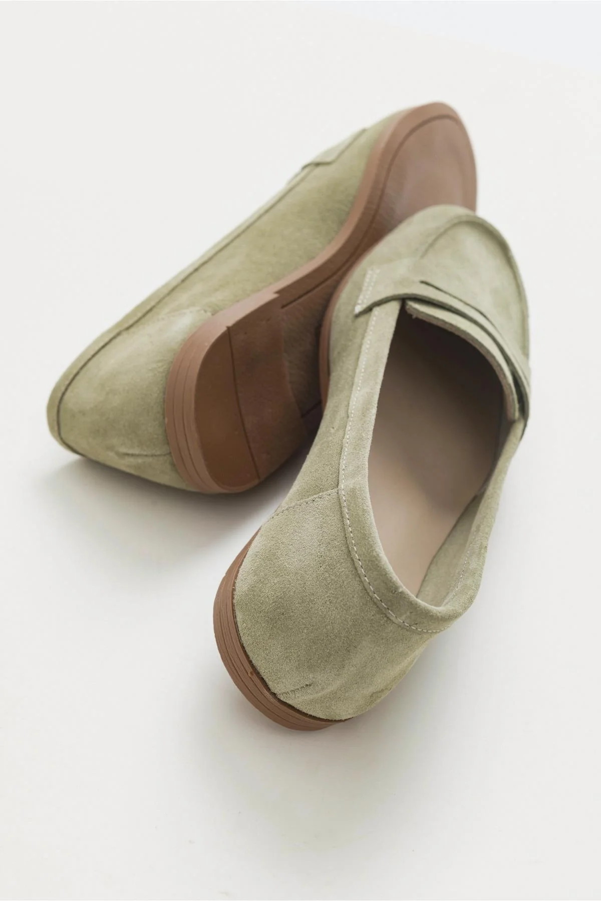 F02 - Light Green Genuine Suede Leather Loafer (Women) - Image 4