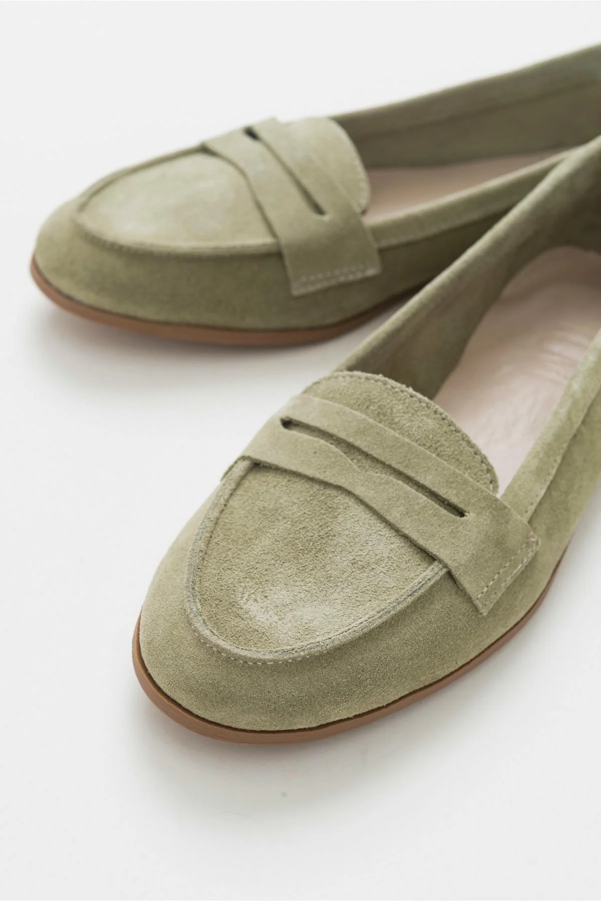 F02 - Light Green Genuine Suede Leather Loafer (Women) - Image 5