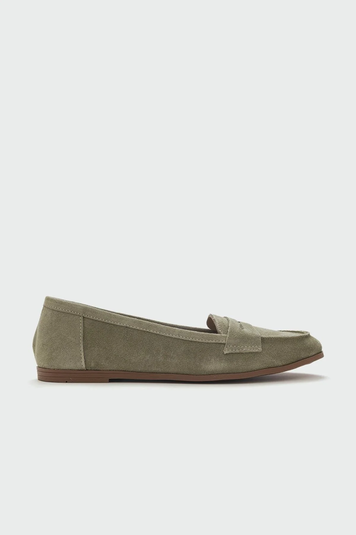 F02 - Light Green Genuine Suede Leather Loafer (Women) - Image 6