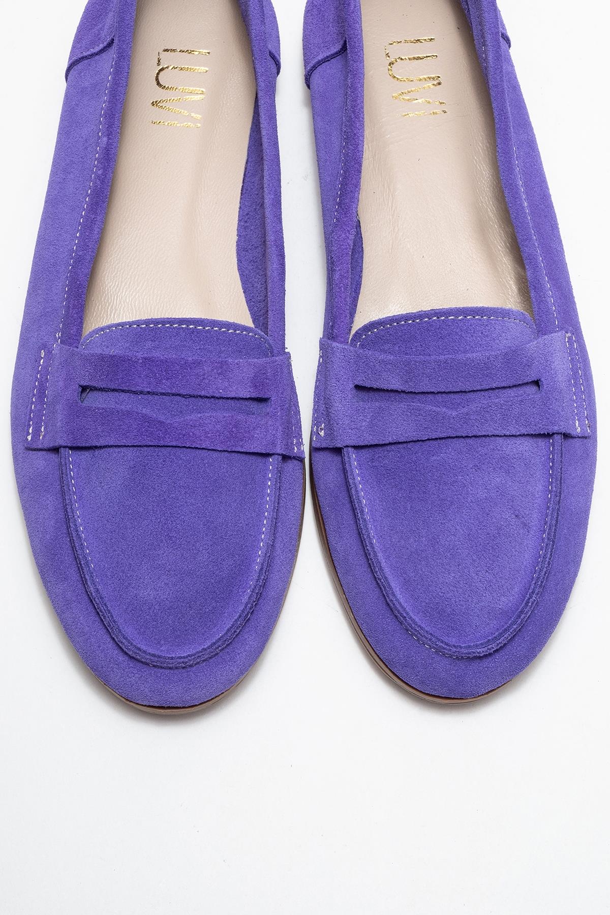 F02 - Lilac Suede Genuine Leather Loafer (Women) - Image 2