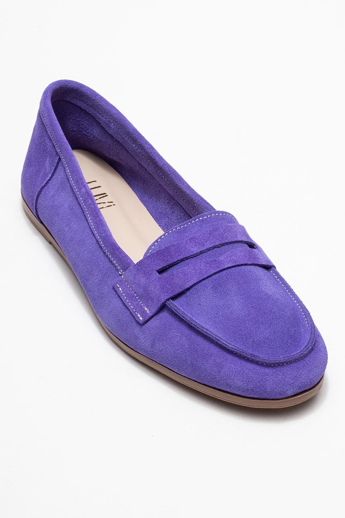 F02 - Lilac Suede Genuine Leather Loafer (Women) - Image 3