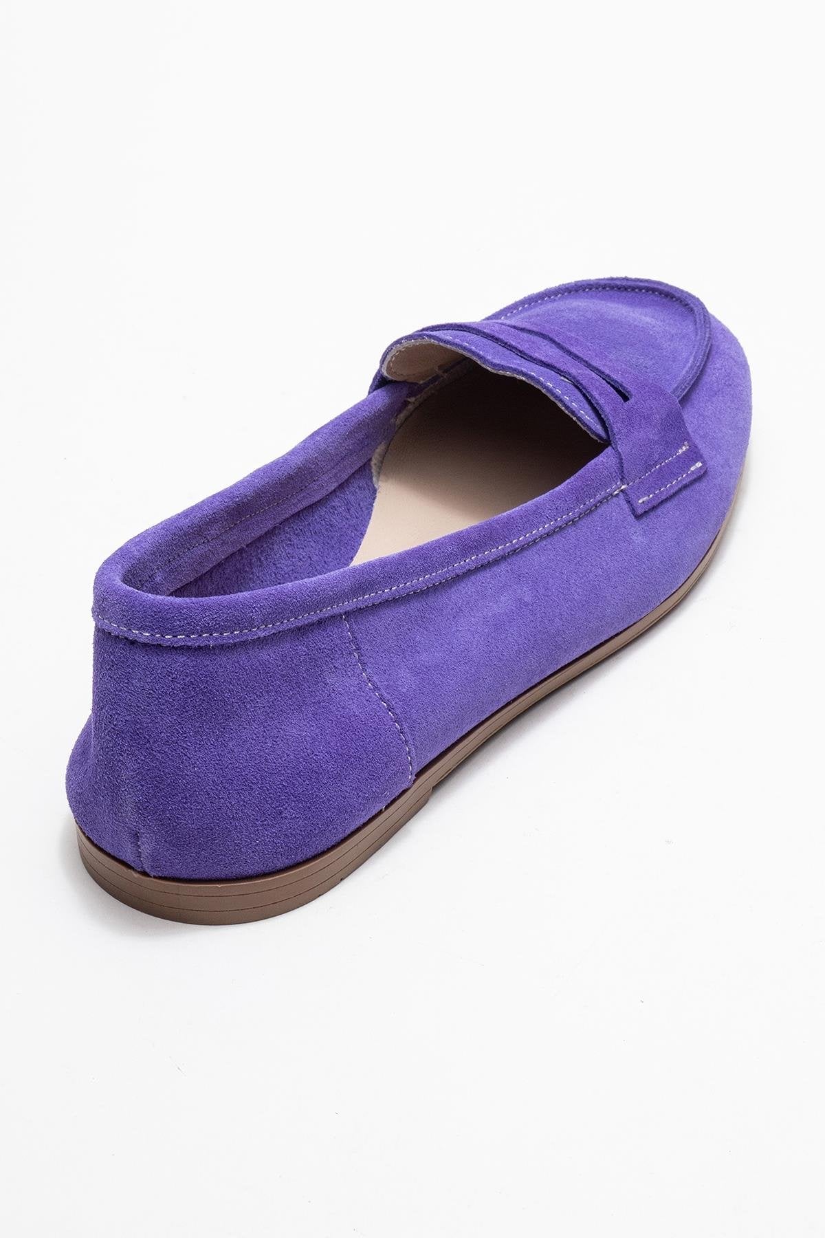 F02 - Lilac Suede Genuine Leather Loafer (Women) - Image 5