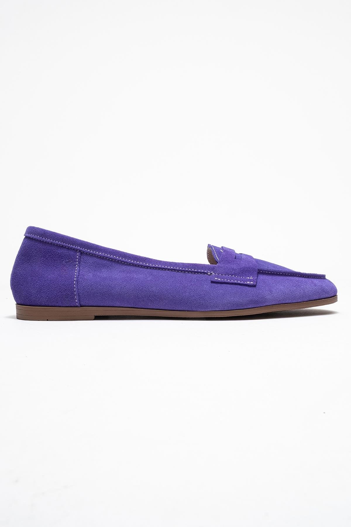 F02 - Lilac Suede Genuine Leather Loafer (Women) - Image 6