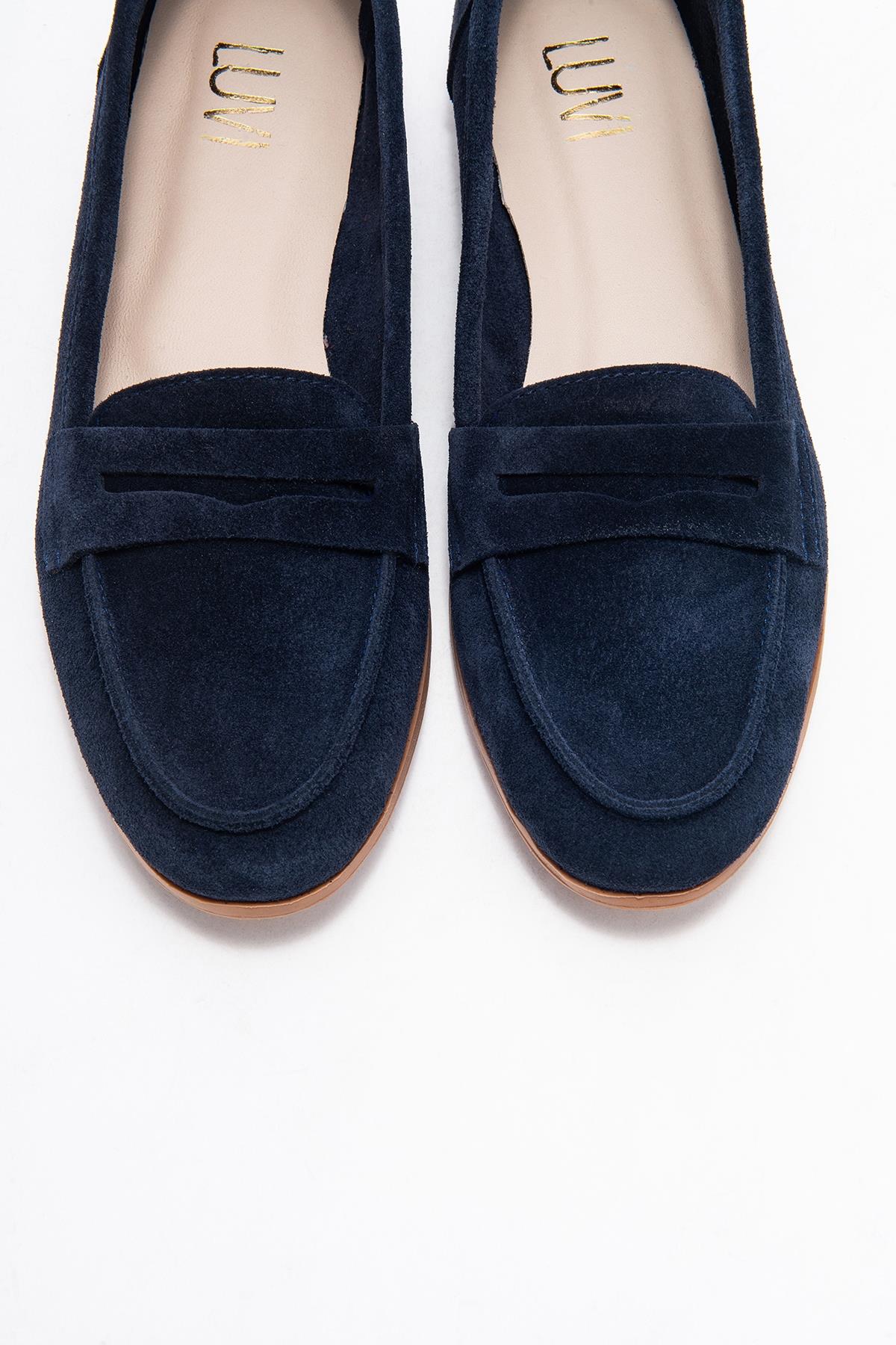 F02 - Navy Genuine Leather Loafer (Women) - Image 2
