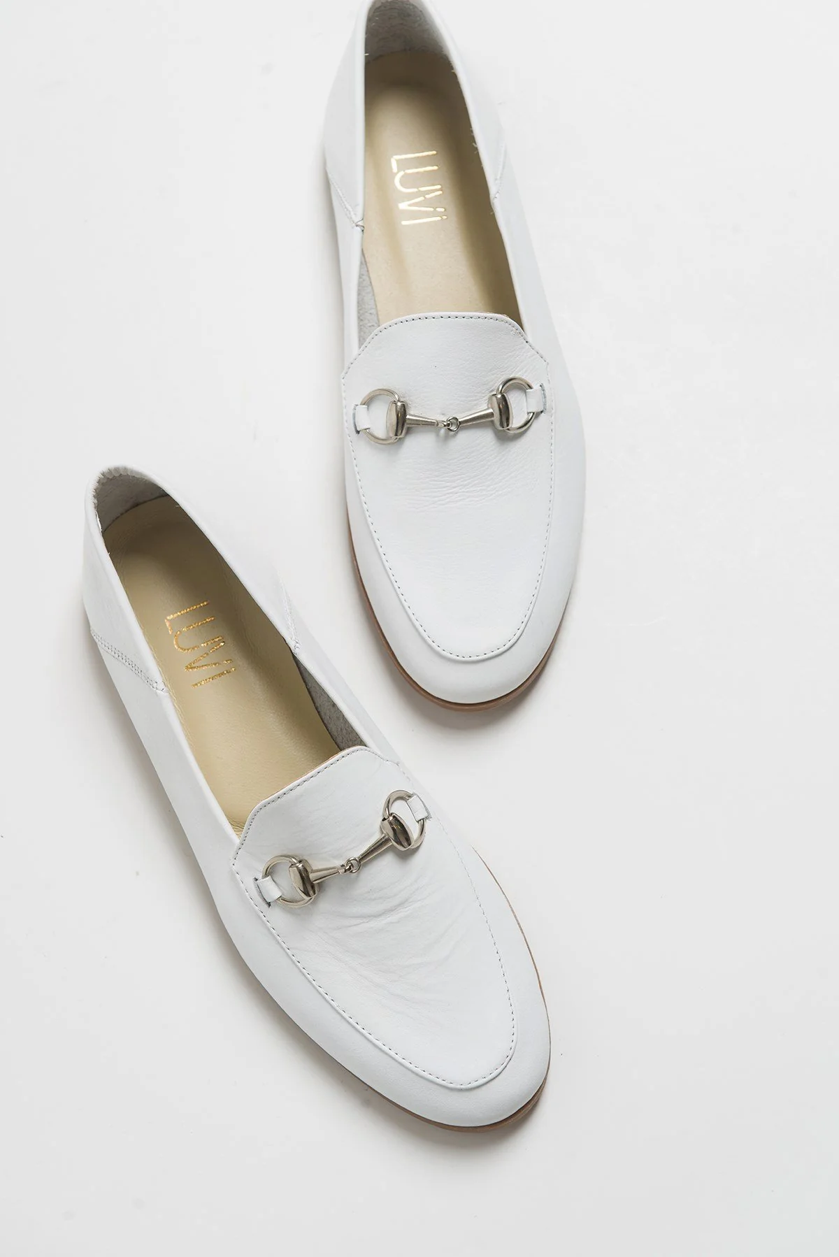 F03 - White Genuine Leather Loafer Shoe (Women) - Image 4