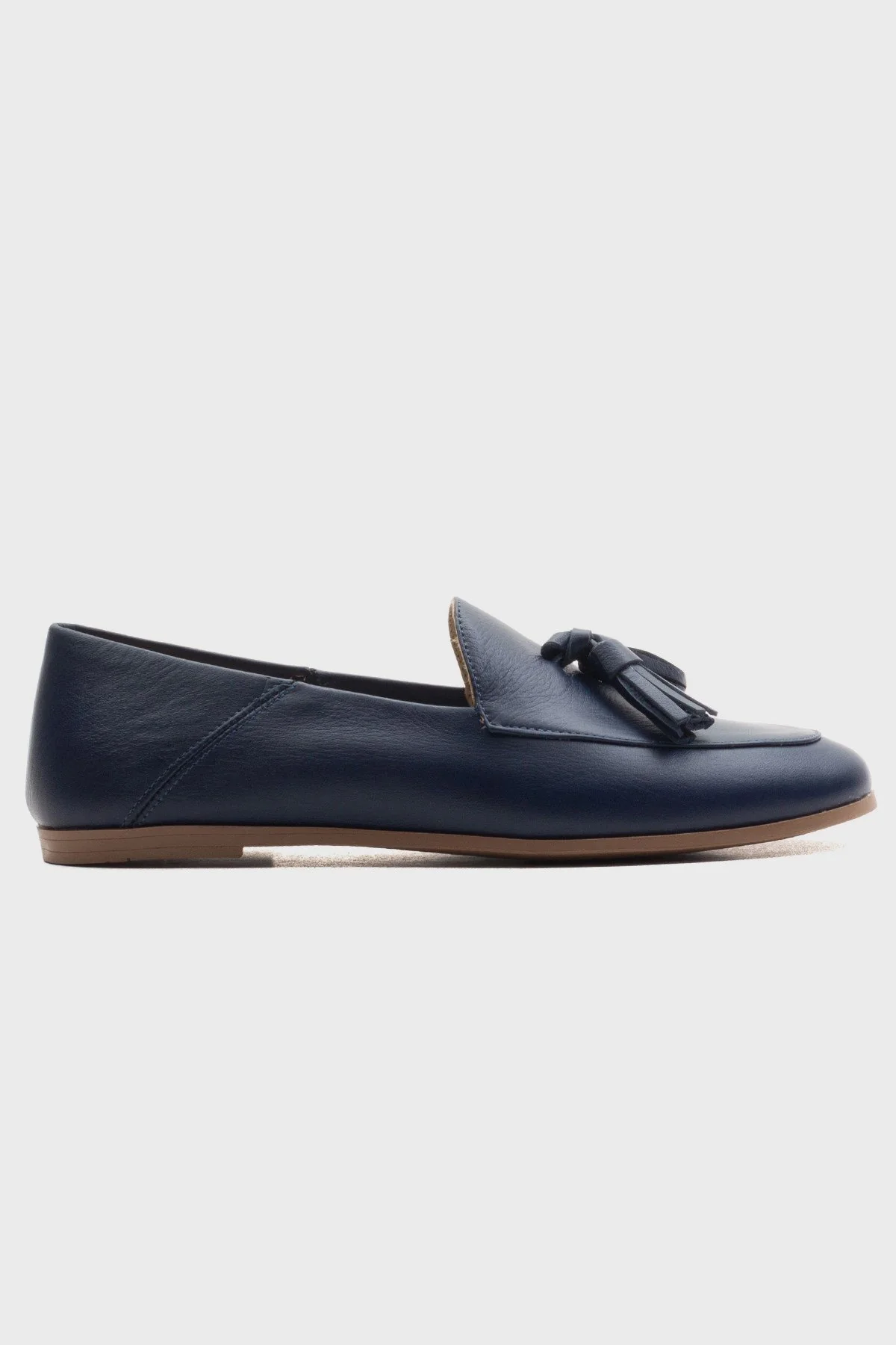 F04 - Navy Genuine Leather Tassel Loafer (Women) - Image 5