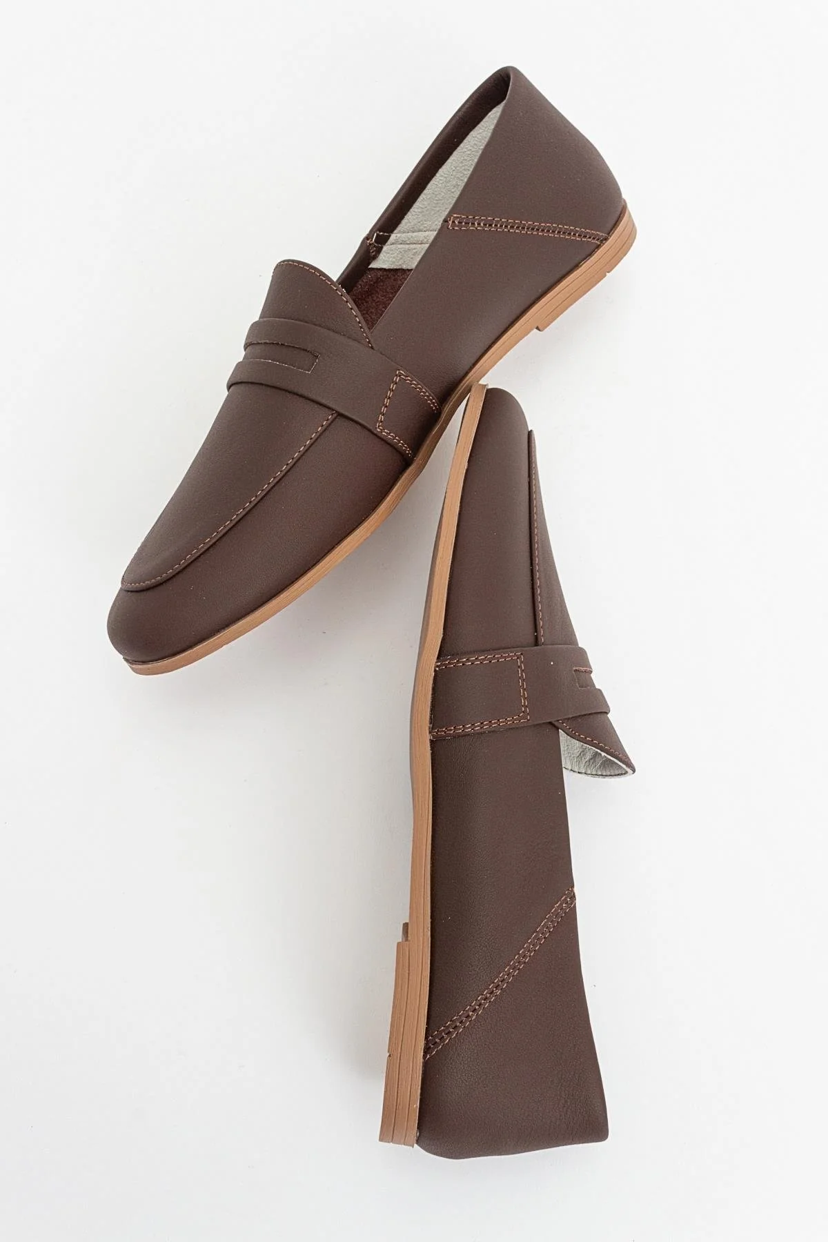 F05 - Brown Genuine Leather Loafer (Women) - Image 3