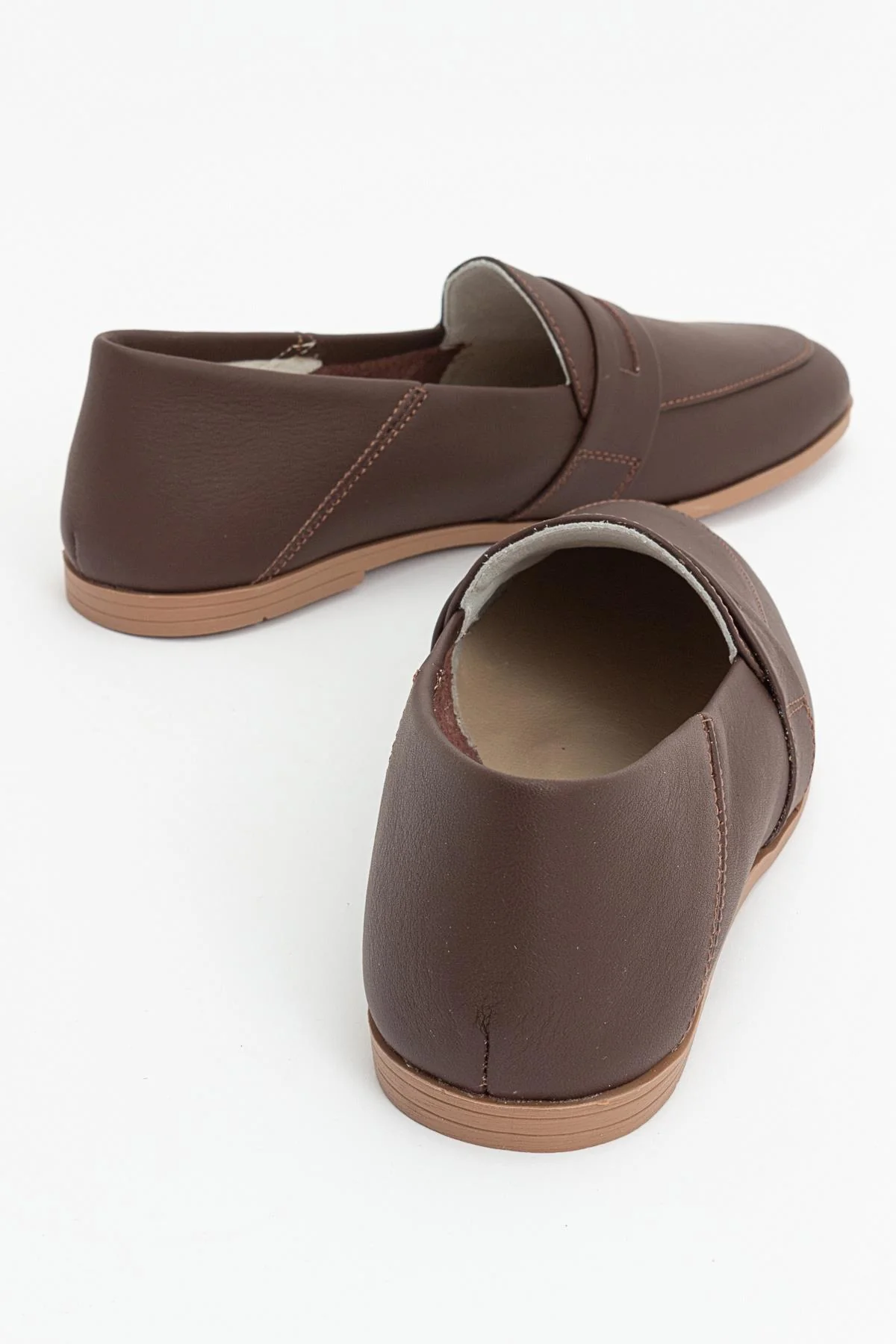 F05 - Brown Genuine Leather Loafer (Women) - Image 4
