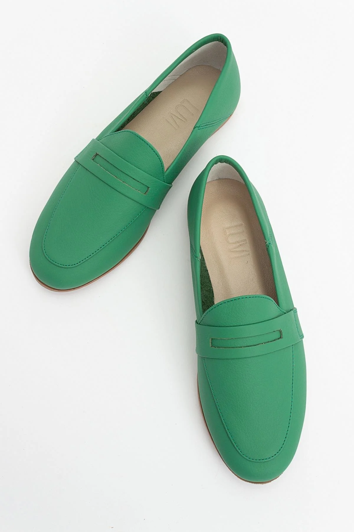F05 - Green Genuine Leather Loafer (Women) - Image 2