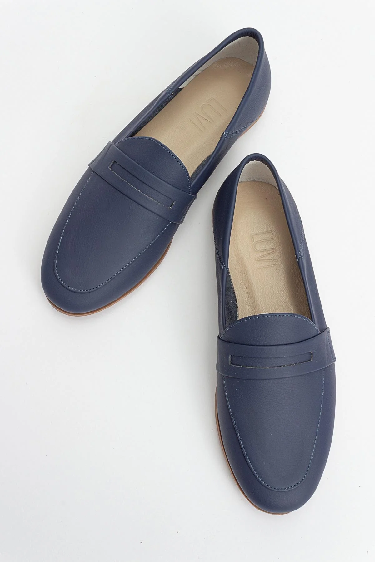 F05 - Navy Genuine Leather Loafer (Women) - Image 2