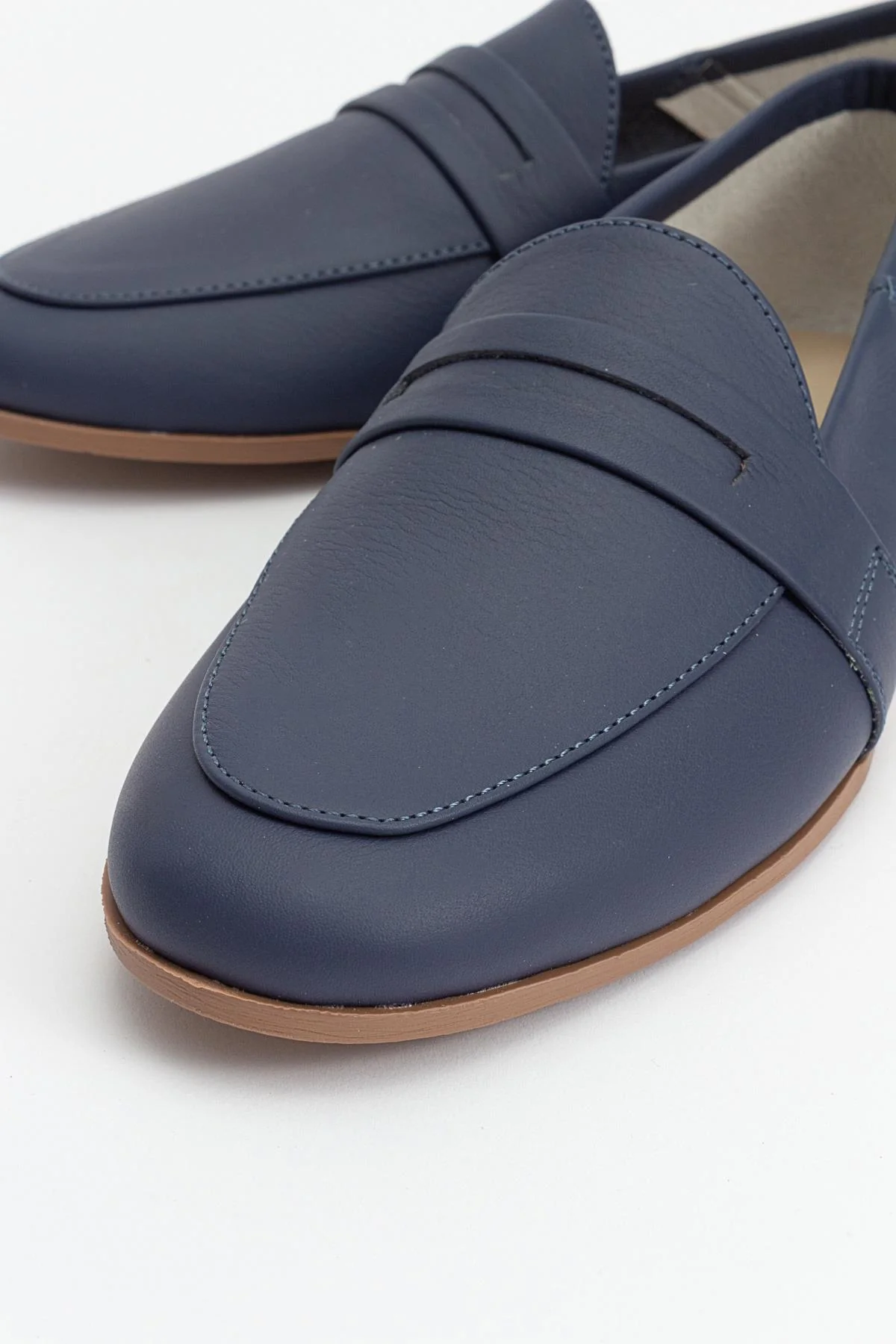F05 - Navy Genuine Leather Loafer (Women) - Image 4