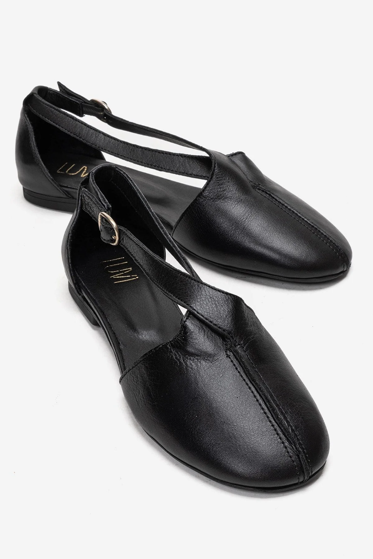 Fable - Black Genuine Leather Side-Cut Ballet Flat (Women)