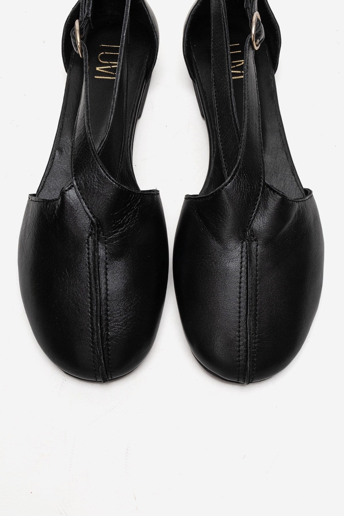 Fable - Black Genuine Leather Side-Cut Ballet Flat (Women) - Image 2