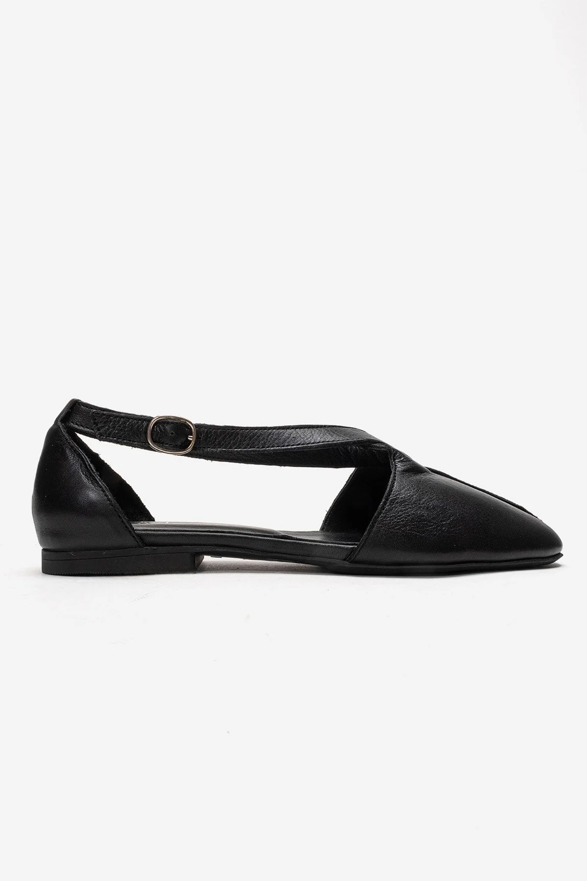 Fable - Black Genuine Leather Side-Cut Ballet Flat (Women) - Image 4