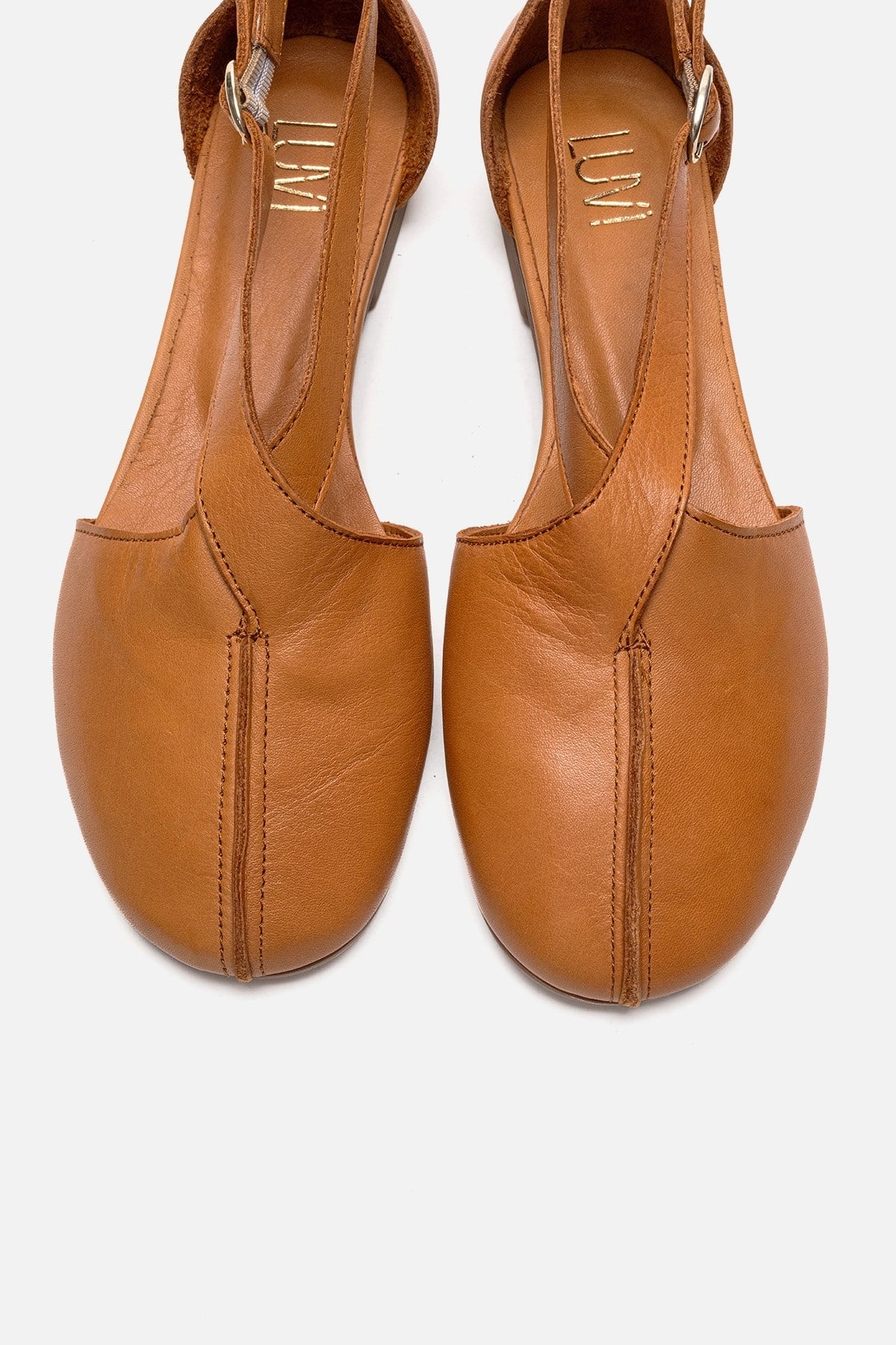 Fable - Camel Genuine Leather Open-Side Ballet Flat (Women) - Image 2