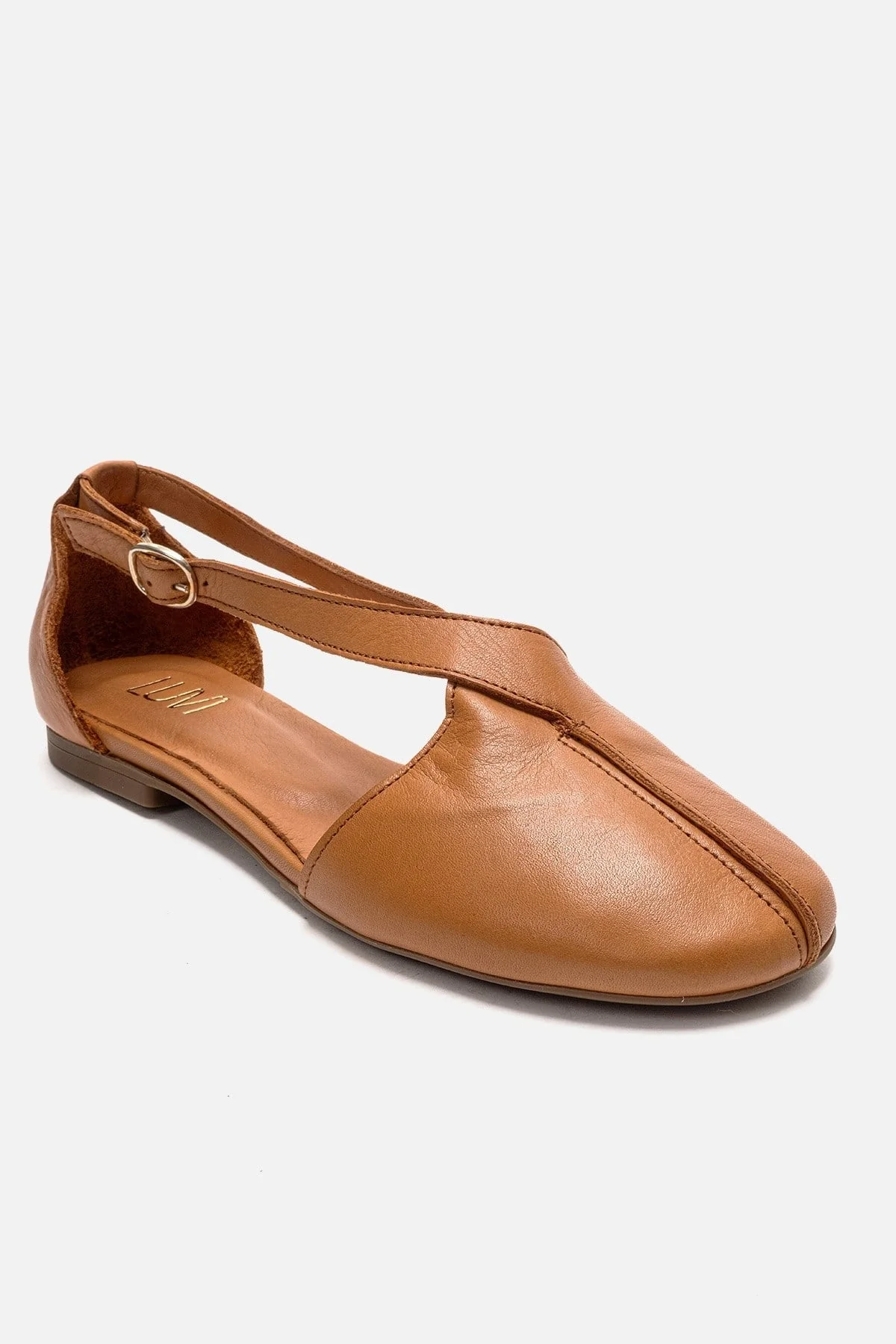 Fable - Camel Genuine Leather Open-Side Ballet Flat (Women) - Image 3