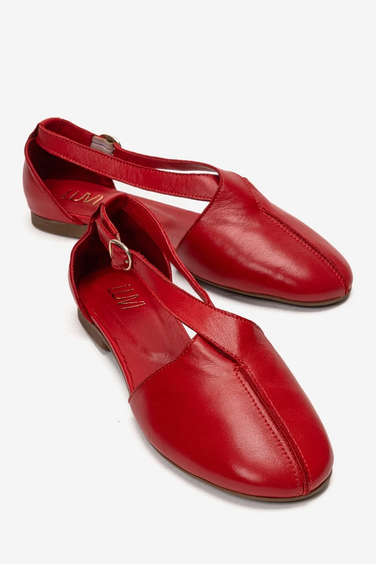 Fable - Red Genuine Leather Side-Cut Ballet Flat (Women)