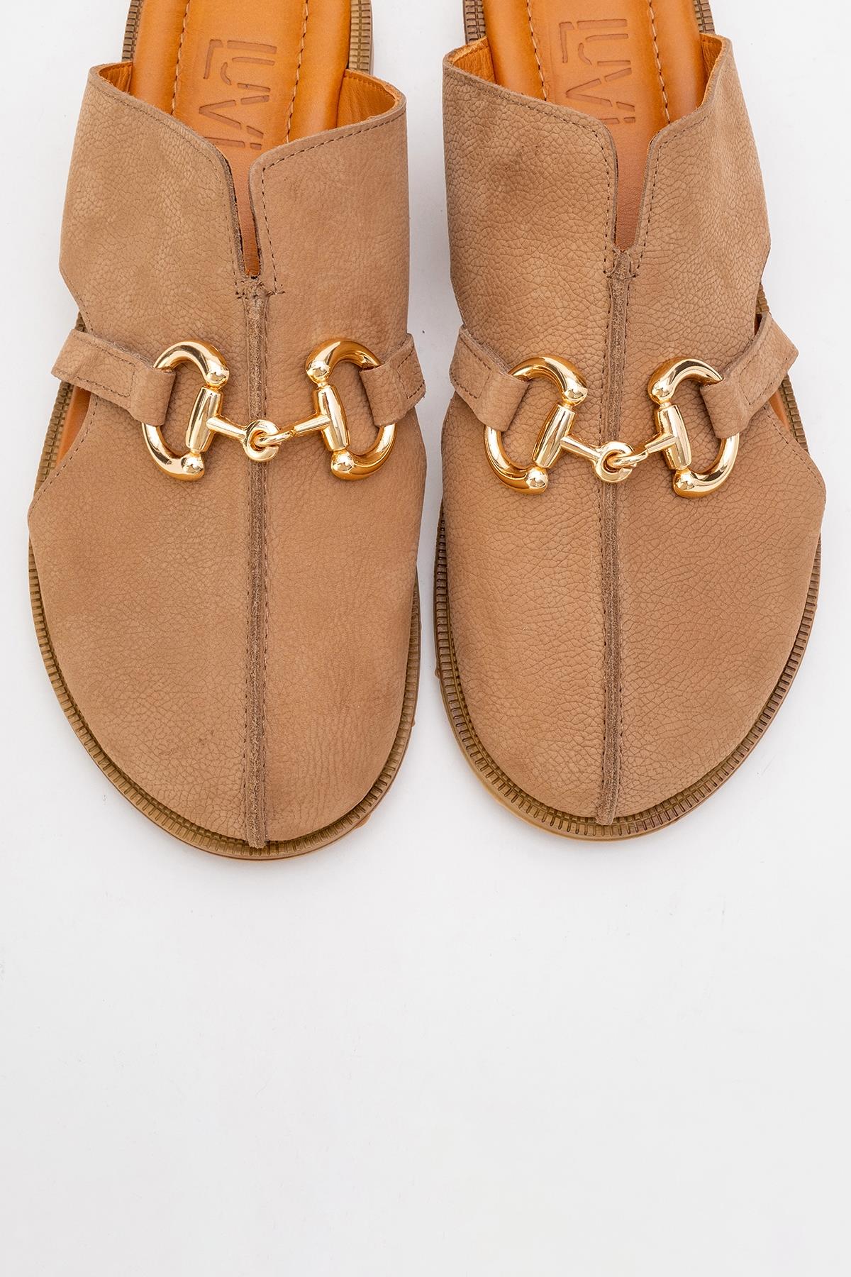 Favor - Beige Suede Leather Mule Slide (Women) - Image 2