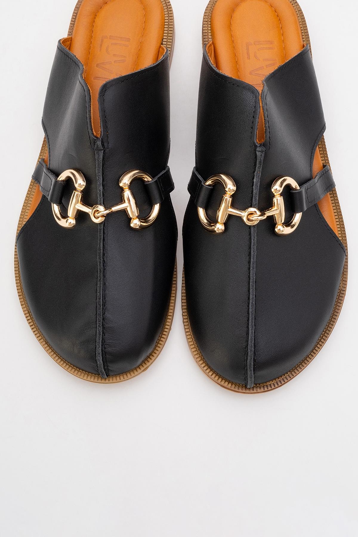 Favor - Black Leather Mule Slide (Women) - Image 2