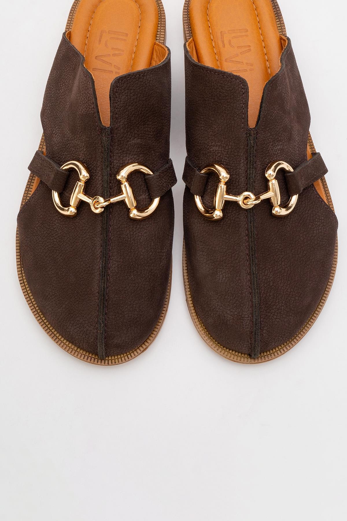 Favor - Brown Suede Leather Mule Slide (Women) - Image 2