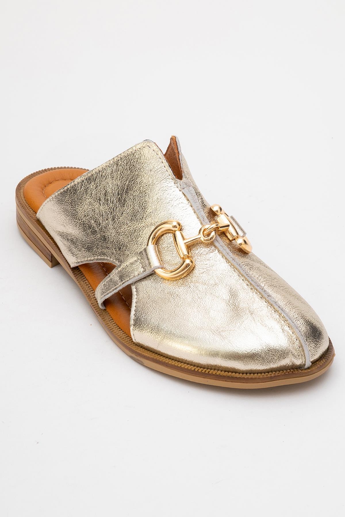 Favor - Gold Leather Mule Slide (Women) - Image 3
