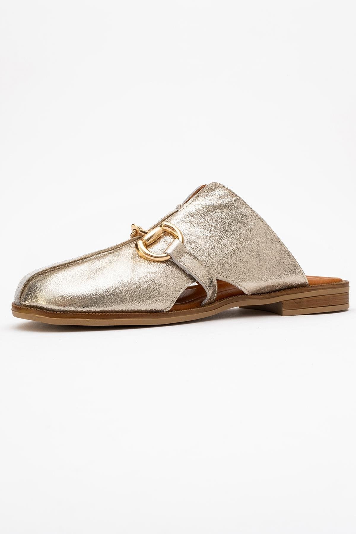 Favor - Gold Leather Mule Slide (Women) - Image 4