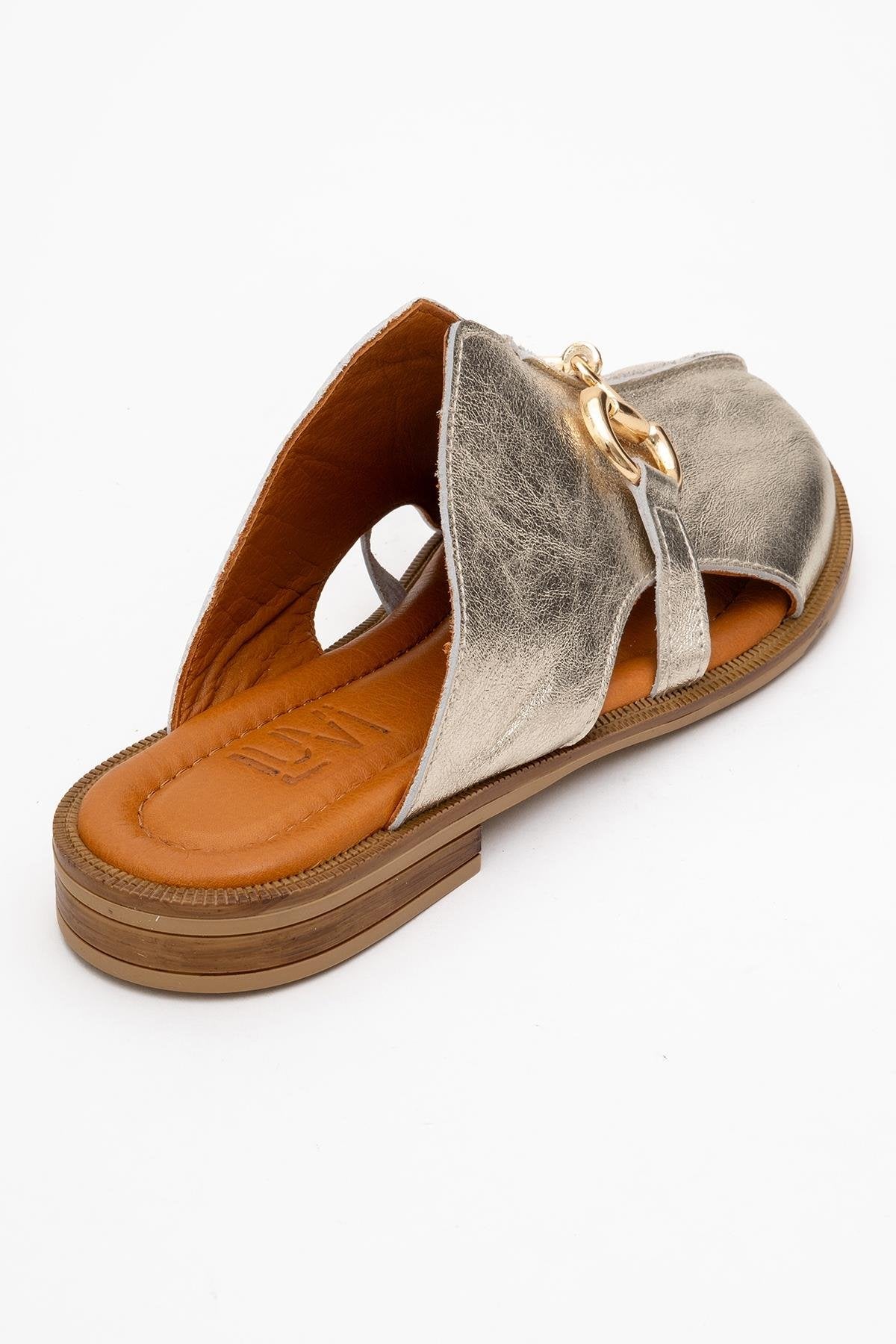 Favor - Gold Leather Mule Slide (Women) - Image 5