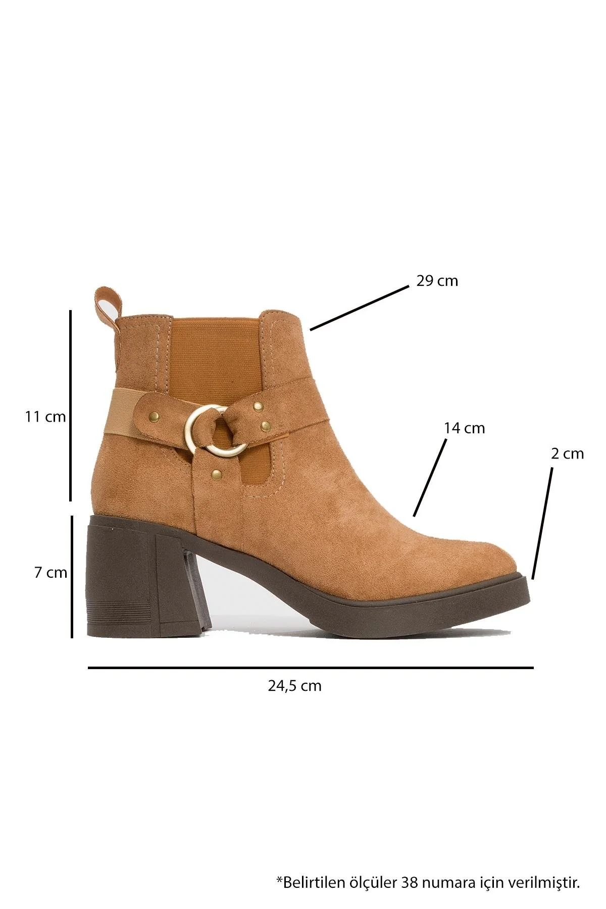 Felin - Tan Elasticated Buckle Block Heel Boot (Women) - Image 4