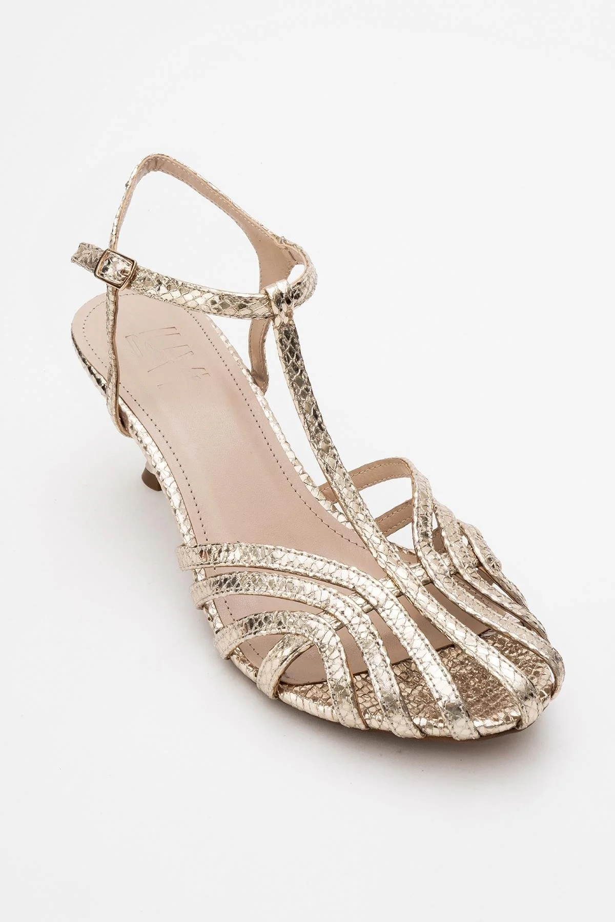 Felip - Gold Patterned Strappy Low Heel Sandal (Women) - Image 3