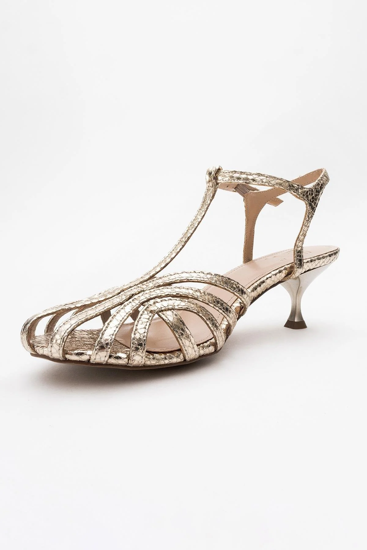 Felip - Gold Patterned Strappy Low Heel Sandal (Women) - Image 4