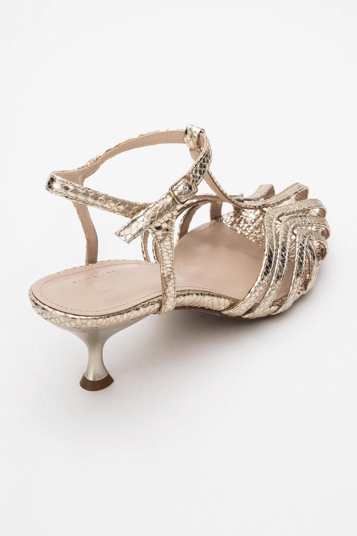 Felip - Gold Patterned Strappy Low Heel Sandal (Women) - Image 5