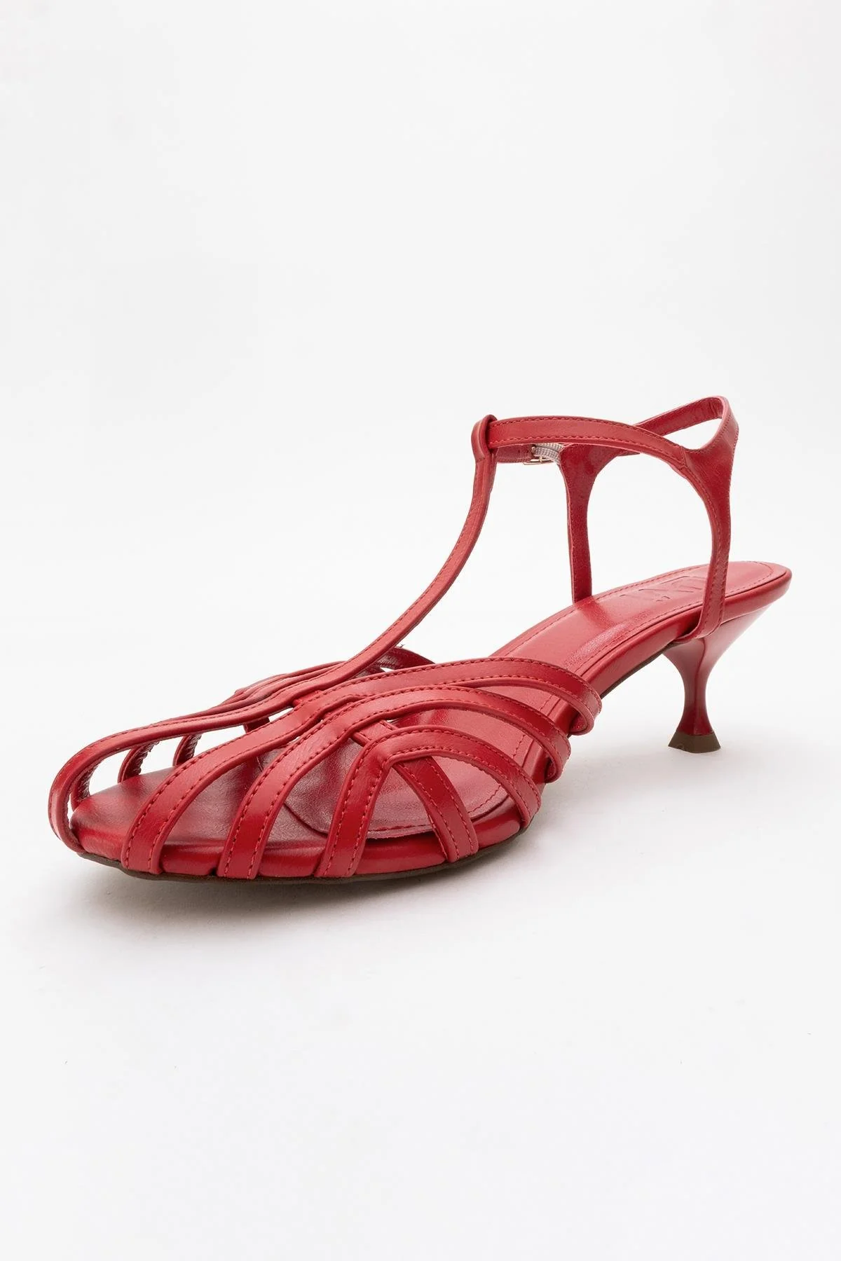 Felip - Red Strappy Low Heel Sandal (Women) - Image 4