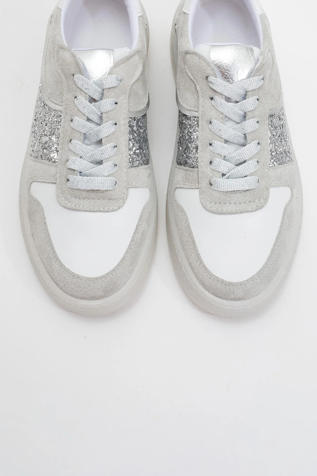 Felipe - Silver Glitter Leather Sneakers (Women) - Image 2