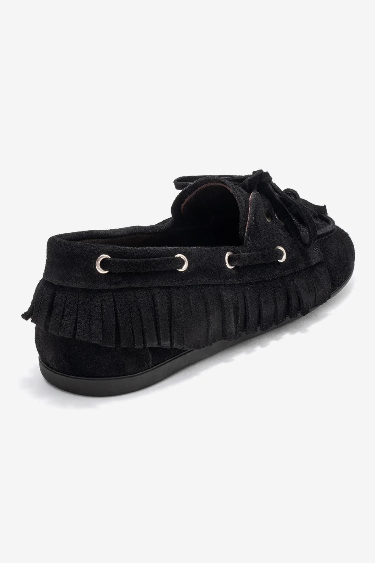 Fenora - Black Genuine Leather Fringed Tassel Loafer (Women) - Image 5