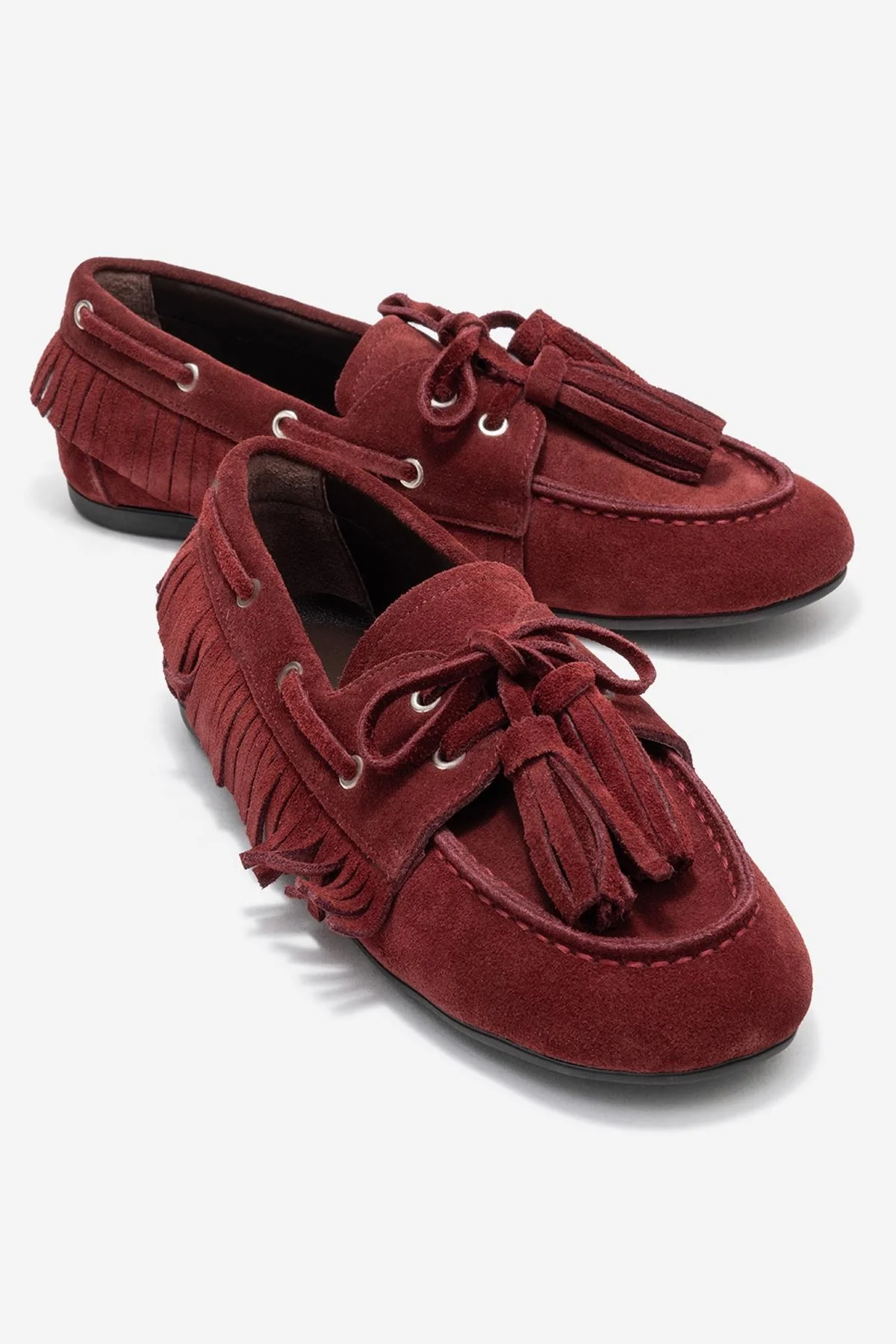 Fenora - Burgundy Genuine Leather Fringed Tassel Loafer (Women)