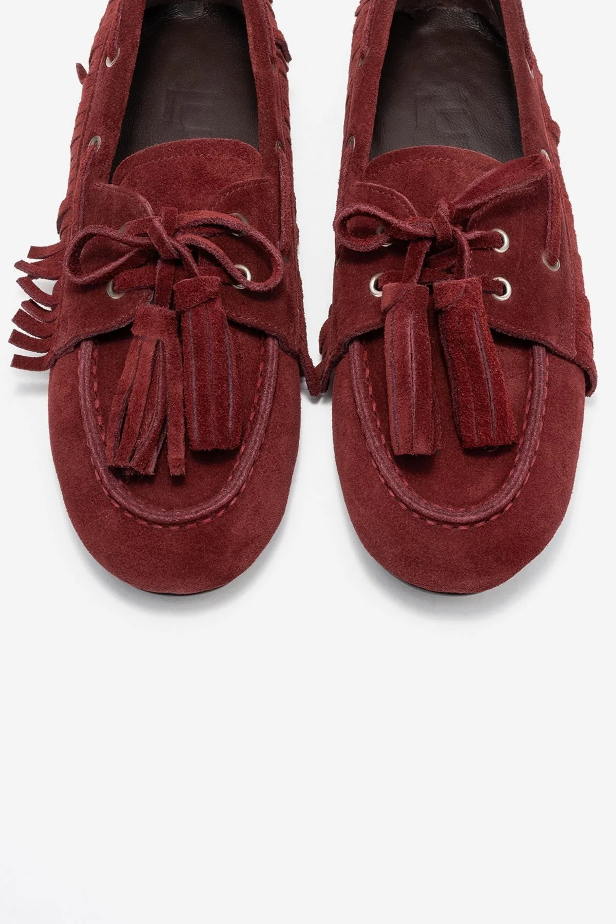 Fenora - Burgundy Genuine Leather Fringed Tassel Loafer (Women) - Image 2