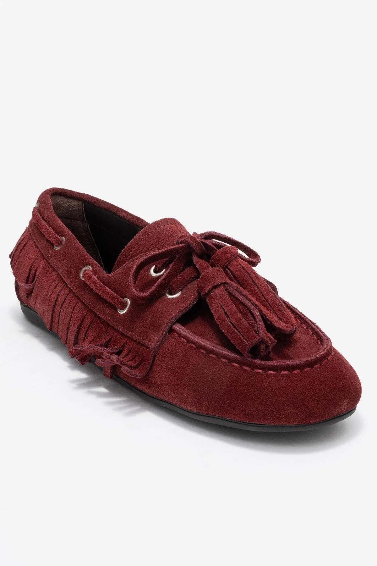 Fenora - Burgundy Genuine Leather Fringed Tassel Loafer (Women) - Image 3